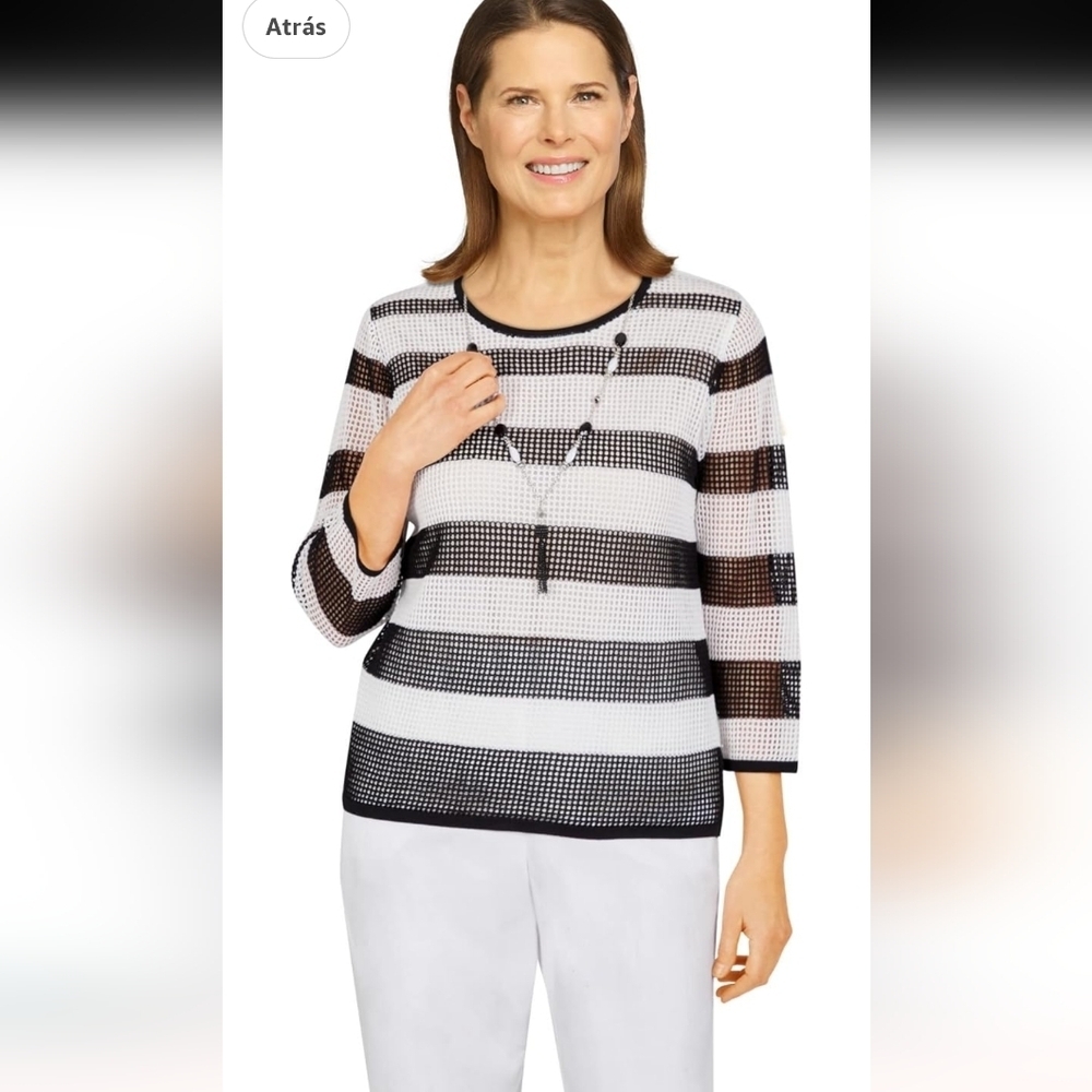 Alfred Dunner Black and White Knit Top Size PS